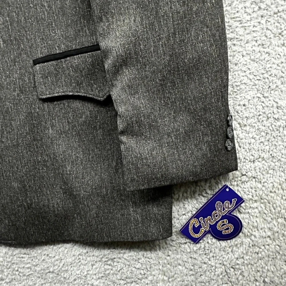 NWT Circle S Mens 52R Grey Western Sport Coat Black Yoke Blazer Cowboy Jacket